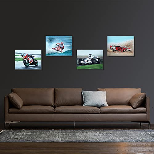 Boys Room Decor Wall Art For Bedroom Car Poster Sports Cars Motorcycle Wall Art For Men Cave Teen Boys Room Decoration Framed Racing Car Art Framed Canvas Print Modern Car Art Gift For Man Boys Or Girls Cool 4Panels #TOP2