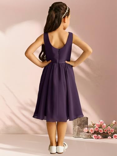 Square Neck Chiffon Flower Girl Dresses for Wedding A-line Tea Length First Communion Dress2