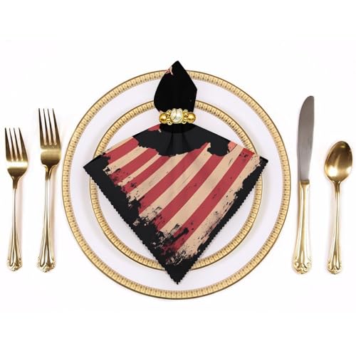 Servilletas de cena cuadradas de tela lavable con estampado patriótico americano 4