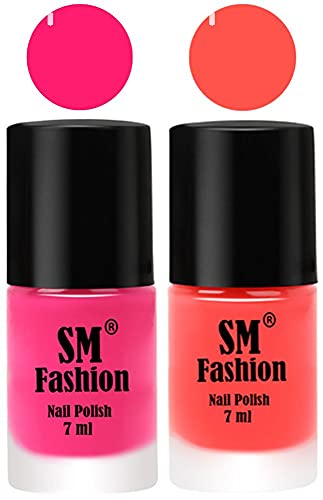 Image of Long Lasting Nail Polish | Nail Paint Combo 7 ml Each) - Set of 2 Deep Pink-Baby Pink