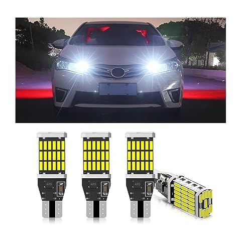 BESULEN 4 Pack LED Car Reverse Lights, T15 4014 45SMD Chipsets Backup Light Blinker Bulb, Car Brake Stop Canbus Error Free Turn Signal Light, Non Polarity 12V DC W16W (White) Cover