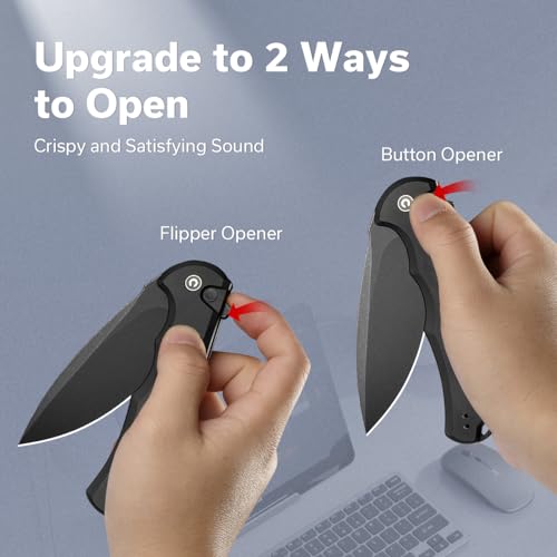 Image of CIVIVI Button Lock Praxis Pocket Knife for EDC, Folding Knife Upgrade with Flipper 3.75 inch Nitro-V Blade plus Aluminum Handle, Cool Stylish Gift for Men Women C18026E-1