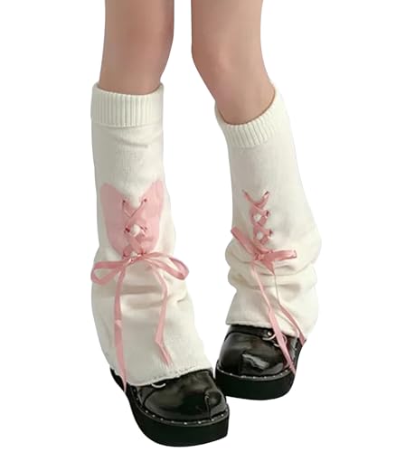 Image of WODECASA Girls Kawaii Leg Warmers Knitted Flared Leg Sleeves Goth Crochet Baggy Cuff Ankle Heap Socks