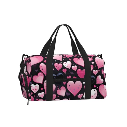 Sac de sport Mexpekil avec compartiment à chaussures étanche, grand format motifs cœurs