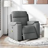 UBVNFGMK Manual Reclining Massage Chair Dark Grey Fabric, 135 Degree Tilt Recliner Armchair with 6 Massage Points, Vibration Chair with Side Pocket, Wood and Metal Frame for Living Room