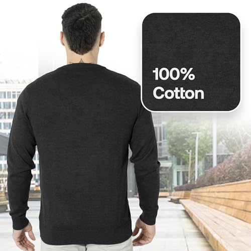 Pull col en V homme en maille unie douce et finitions classiques