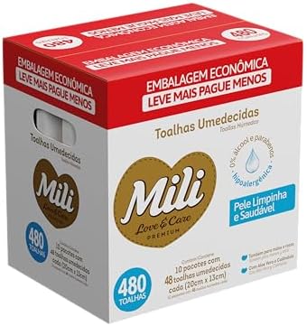 Mili Toalhas Umedecidas Love & Care Premium, Uso Bebê, Aloe Vera ...