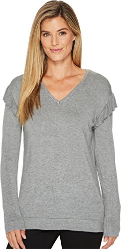 Calvin Klein Women's V-Neck Sweater with Ruffle at Sleeve