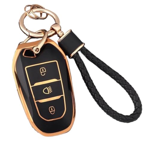 Funda llave Peugeot contra roturas de mando inteligente 2008 3008 5008 en TPU protector negro