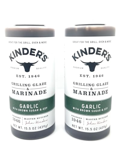 Kinder's Marinades, BBQ, Dipping & Wing Sauces - 2 bottles (Garlic Glaze & Marinade 15.5oz)