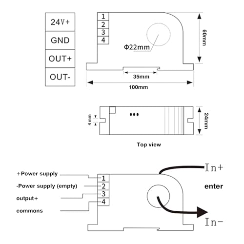 Interruptor de corriente CC D360 0-50A sensor Hall para control de sobrecarga en riel DIN 7