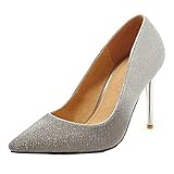  CuteHeels Escarpins de Mariage avec Talon pour Femme - Blanc - argenté, 31 EU