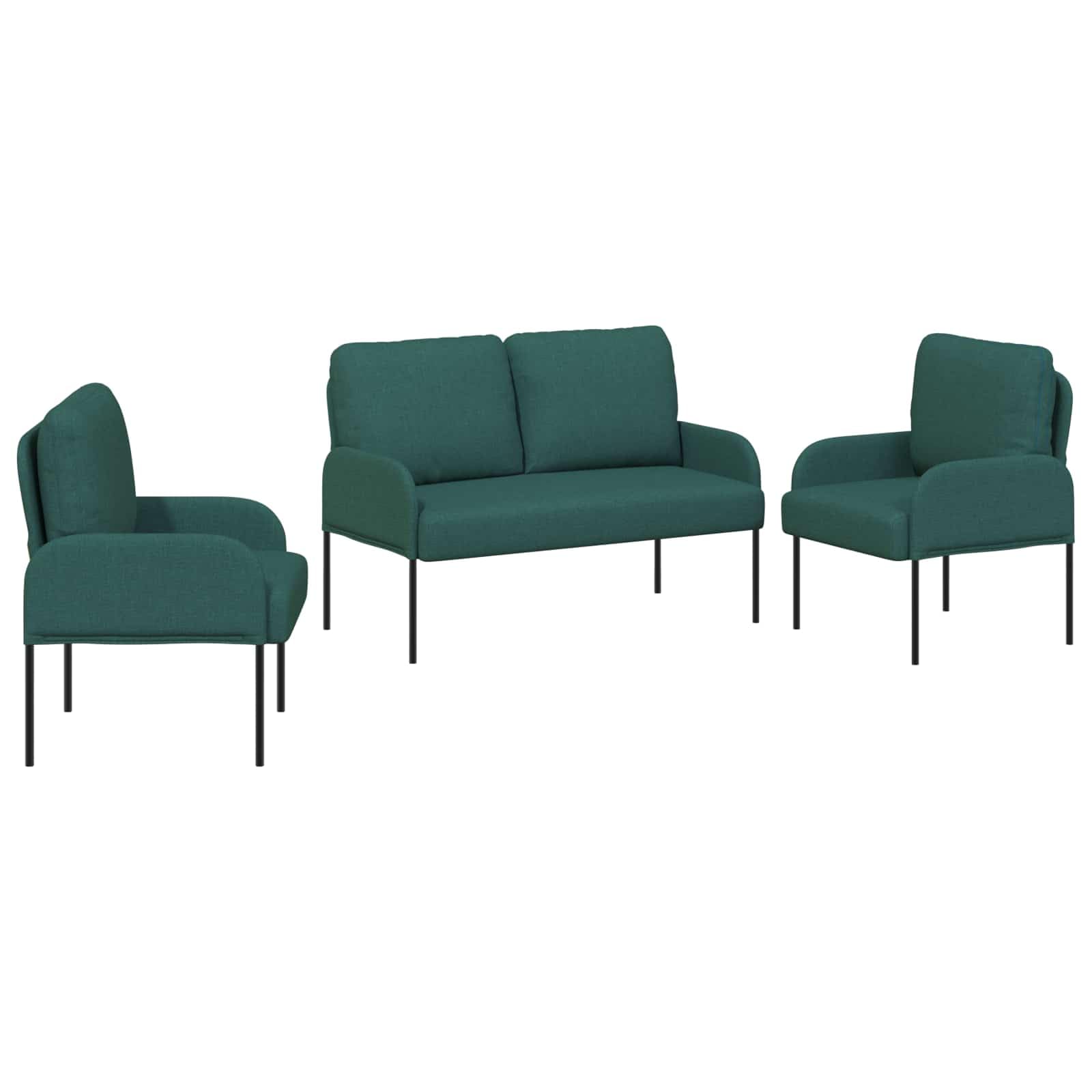 Juegos de sofás con cojín de 3 piezas verde oscuro vidaXL para sala 1