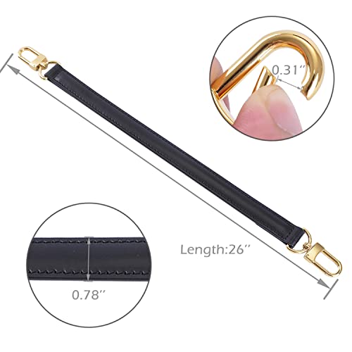 Image of Genuine Leather Plain Strap Replacement Top Handle Leather Strap for Handbag (Black, 26 in)
