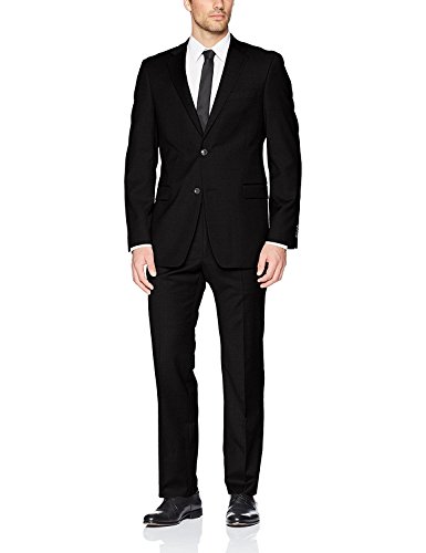 Adam Baker Men's Modern Fit 2-Piece Single Breasted Two Button Wool/Silk Blend Suit - Colors