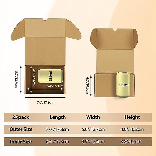 Image of RLAVBL 7x5x4 Shipping Boxes Set of 25, Brown Corrugated Cardboard Box for Packing, Mailing, Business