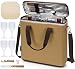 3 Bottle Heavy Duty Wine Cooler Bag, Insulated Wine Carrier for Travel, EVA Molded Champagne Carrying Tote, Wine & Cheese Set with 4 Glasses, Wine Opener & Stopper, Bamboo Cheese Board and Knife