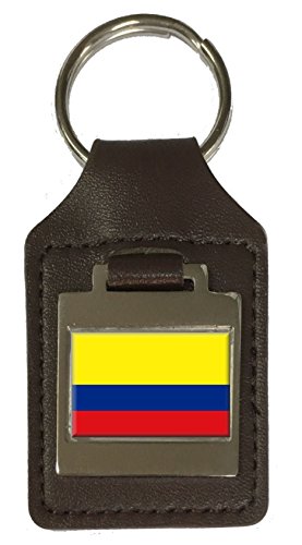 Porte-clés en cuir gravé drapeau Colombie pendentif pour trousseau de clés homme femme