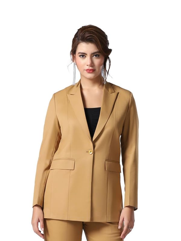 tahvo Womens Long Mustard Casual Formal Blazer-picture-49