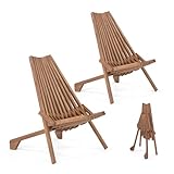 VINGLI FSC Acacia Wood Folding Outdoor Chairs Set of 2,Weather-Resistant Wooden Folding Chairs Patio Chair Furniture Comfy Adirondack Chairs Lounge Chair for Deck Fire Pit Porch Camping,Up to 350LBS