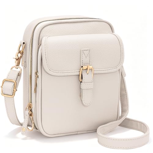 Image of Toptime Cross Body Bag Women, Classic White Phone Bags for Women Crossbody with 10 Card Slots, Versatile Shoulder Bag with Double-ended Zip, Multiple Pockets Small Handbag for Commuting Shopping