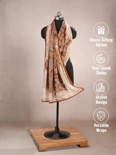 Image of Viscose Scarf for Women | Lightweight & Long | Stole for Women - Stylish Design | Neck Scarf, Hair Scarf, & Head Scarf for Women & Girls | All Season Accessory