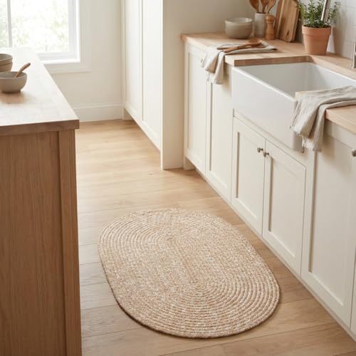 Tapete trenzado beige y marrón 2'x3' Super Area Rugs miniatura 5