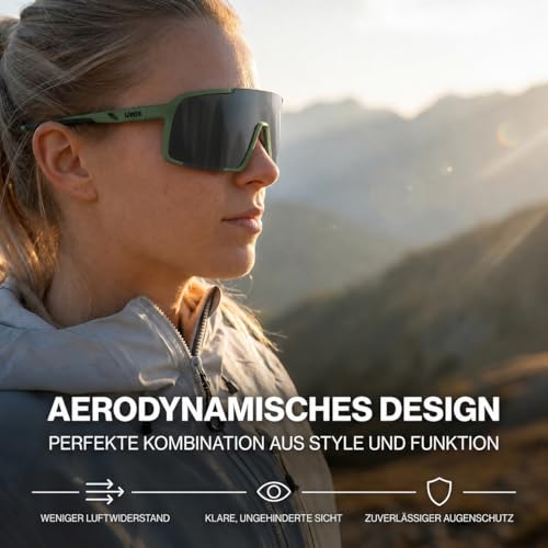Uvex cellon Sportbrille Sonnenbrille – Ultraleicht mit 100% UV400 Schutz – Moss Green Matt/Mirror Silver – Ansicht 4