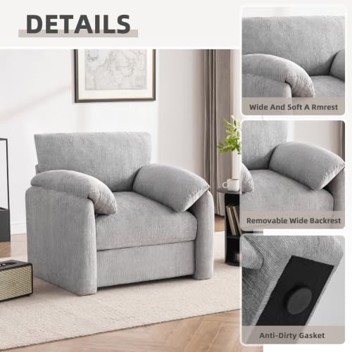 Image of Howjoe Accent Chair for Living Room, Oversized Reading Armchair, LightGray