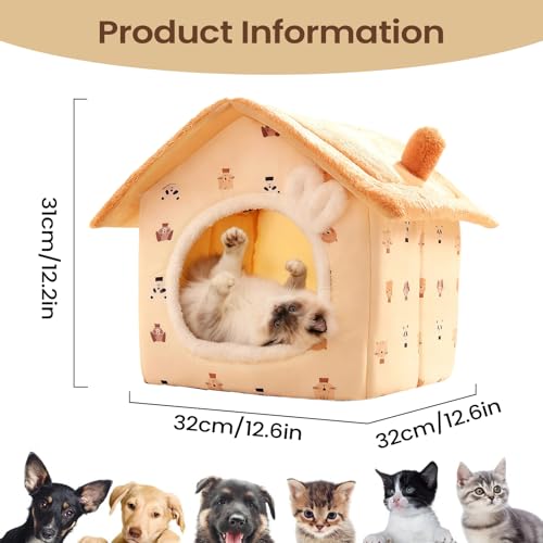 Grotte de lit pour chaton et chien avec nid chaud à coussin doux isolant - 3