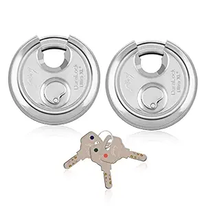 Godrej Duralock Ultra XL+ 70mm Round Padlock with SS304 Steel Body Lock For Main Door (Silver, Pack of 2)