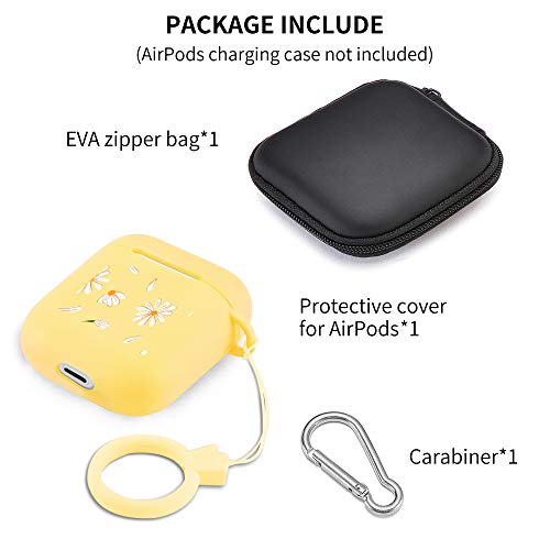 Cute Daisy Flower Case For Airpods 1&2 With Keychain, Maycari Floral Design Cute Protective Soft Tpu Cover Case For Apple Airpods 2 &1, Kawaii Fun Cases For Girls Kids Teens Airpods #TOP1