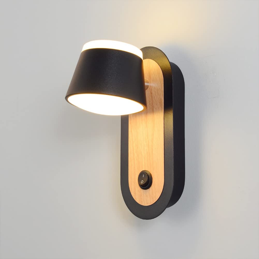 SXECAEPS Wall Lamps Sconces Light Indoor Led 7w 3000k Warm White Modern 340 Rotatable Aluminum Decorative Sconce Lamp for Living Room Bedroom Hallway(C)