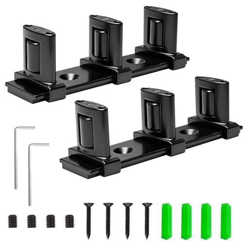 3-Roller Adjustable Sliding Closet Door Floor Guide Upgrade Kit (2 Pack), Black Bottom Mount for Bypass, Double Bypass & Barn Doors