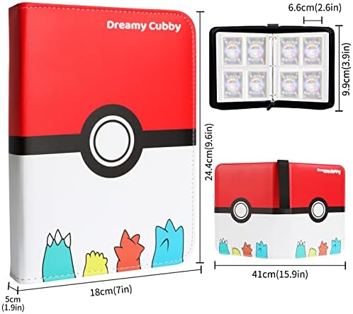 Card Binder, 480 Pockets Trading Cards Holder Album for Cards, Cards Folder with 4 Pockets and 60 Removable Sleeves, Card Collector Binder Gift for Boys Girls