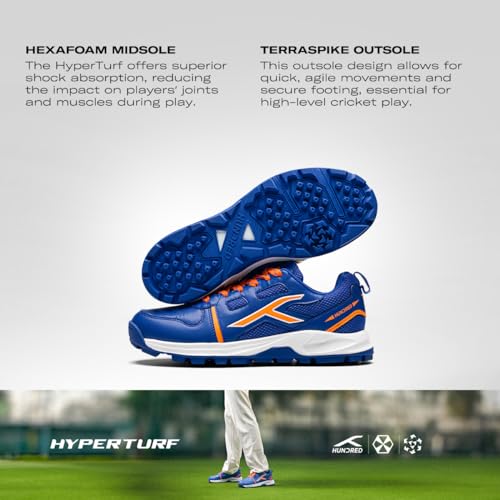 Image of Hundred HyperTurf Cricket Shoes | TerraSpike Rubber Studs Men | Embedded Support Plate for Stability | Lightweight & Durable | Ideal for Turf, Ground & Hard Surfaces