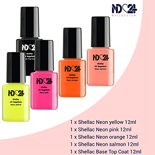 Premium Shellac Polish Gel Nagellack Starter Set UV Lampe + Neon Collection Lacke - Made in Germany – Bild 3