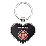 Graphics and More Personalized Custom 1 Line Firefighter Maltese Cross Fire Rescue Keychain Heart...