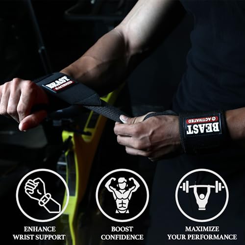 Image of EASYHEALTH Wrist Supporter For Gym Wrist Band For Men Gym Wrist Support Wrist Wraps Gym Accessoires For Men Heavy Duty With Robust Fasteners, Soft Fabric And Honeycomb Thumbloops