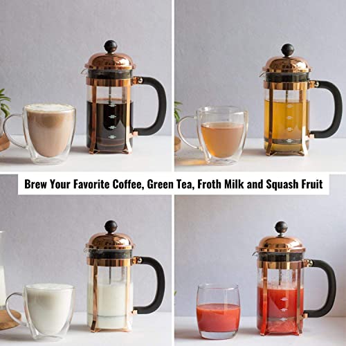 Image of French Press Coffee Maker with 4 Part Superior Filtration Coffee Maker Machine,Moka Express 3 Cup Espresso Maker /Percolator /Stovetop /filter Coffee Maker for an Italian Mocha-600 Ml