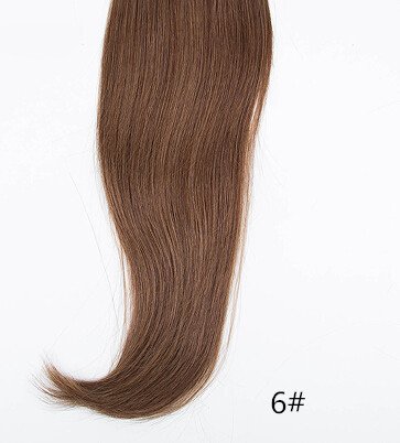 Miniatura 2 de Remeehi Extensiones de cabello humano real, cola de caballo, lacio, envolvente, cola de caballo, 18 pulgadas (2.82 oz, 6# marrón chocolate oscuro)