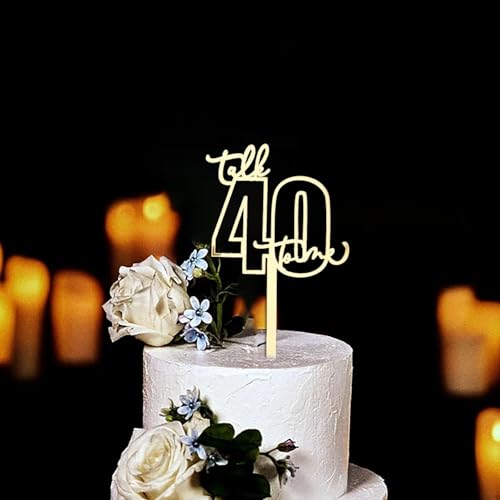 Golden Talk 40 to Me Cake Topper,Acrylic Happy 40th Birthday Cake Topper,40 Years Old Party Decor for Wedding Anniversary Party Decorations Supplies