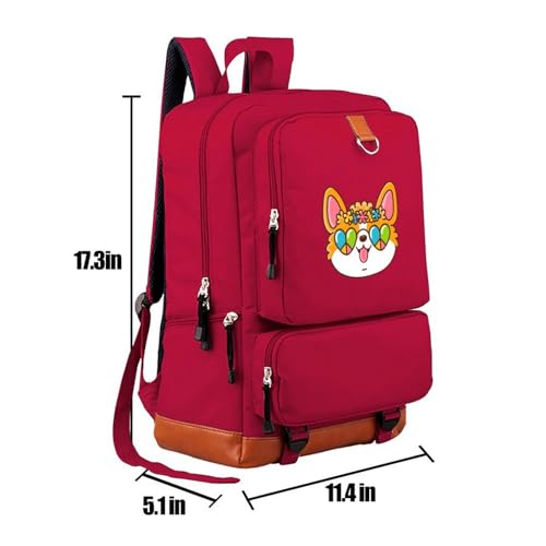 Red Hawaii Corgi Daypacks Oxford Stylish Durable for Adults College Student Bookbag 12" X 5" X 17"(W X D X H)2