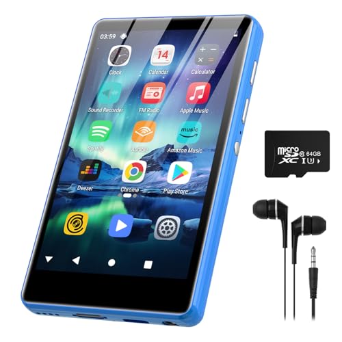 Image of SWOFY 80GB MP3 Player with Bluetooth and WiFi, 4 inch Full Color Touch Screen MP4 Music Player with Parental Control,Spotify,Audible,YouTube, Android Digital Audio Player for Kids,Up to 1TB,Blue