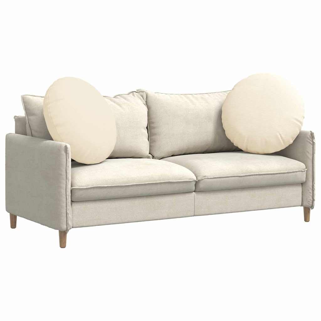 Juego de 2 cojines redondos de 80 cm de diámetro, color crema, de pana suave, aspecto de terciopelo, para salón y dormitorio, cómodos cojines con cremallera, 29 cm de alto