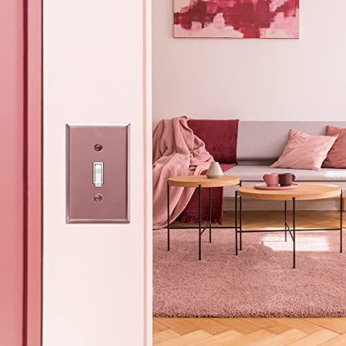 Image of ENERLITES Toggle Light Switch Metal Wall Plate, Stainless Steel Switch Cover, Corrosion Resistant, Mid-Size 1-Gang 4.50 inch x 2.76 inch, Stainless Steel 201, 7711-PRG, Polished Rose Gold