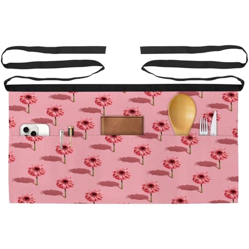 Tablier court de chef lot de 3 avec poches motif fleur rose et ombre