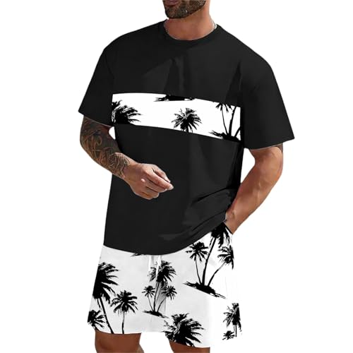 Imprimé hawaïen ensemble 2 pièces pour homme avec t-shirt et short léger