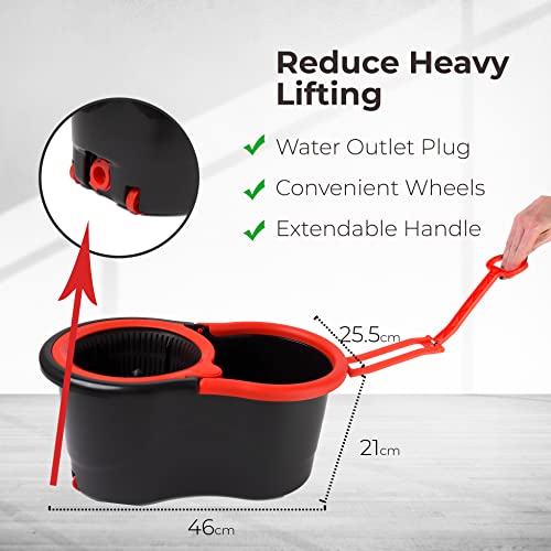 DIVCHI Drehmopp und Eimer-Set, Bodenreinigung, Wischeimer mit Wasserauslassstopfen, praktische Räder und ausziehbarer Griff – Bild 7