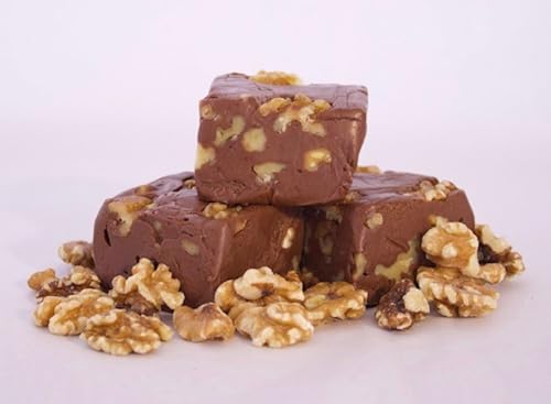 Gourmet Chocolate Walnut Fudge - 1 LB Fresh Artisan Maine Handmade, 4 Wrapped Pieces, Gluten Free Premium Candy Gift